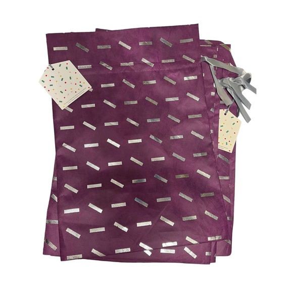 10 x  Large 18" Purple Fabric GIFT BAGS w/ Silver Ribbon | Christine Taylor CTC - Picture 9 of 13